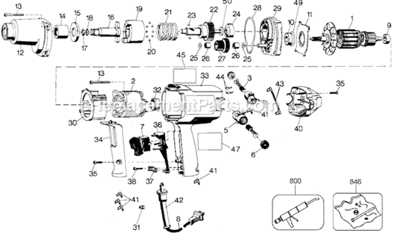 Page A Diagram and Parts List for MTE33 Type 101 Black and Decker Impact Driver